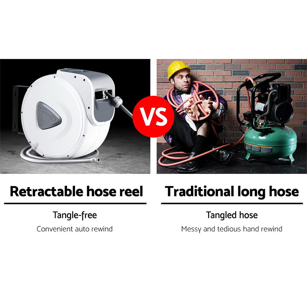 Giantz 10m Retractable Air Hose Reel Swivel Wall Mount Garage