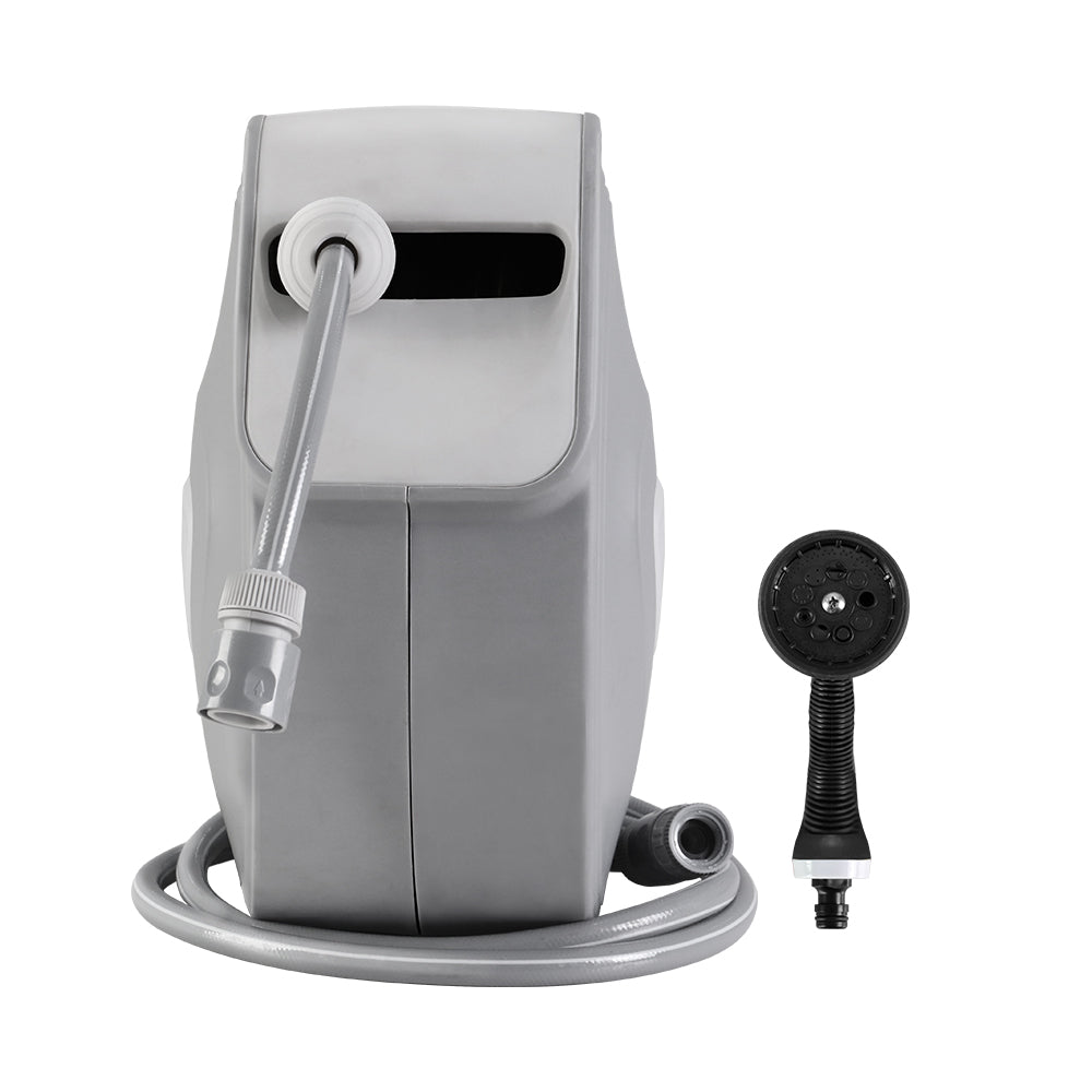 10m Retractable Garden Hose Reel Auto Rewind Spray Gun Grey