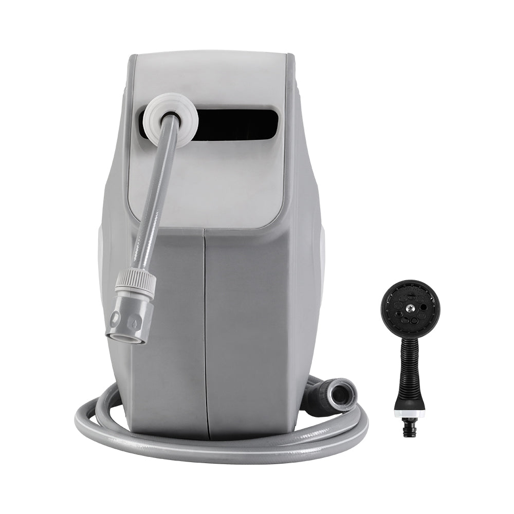 20m Retractable Hose Reel Auto Rewind Spray Gun Garden Grey