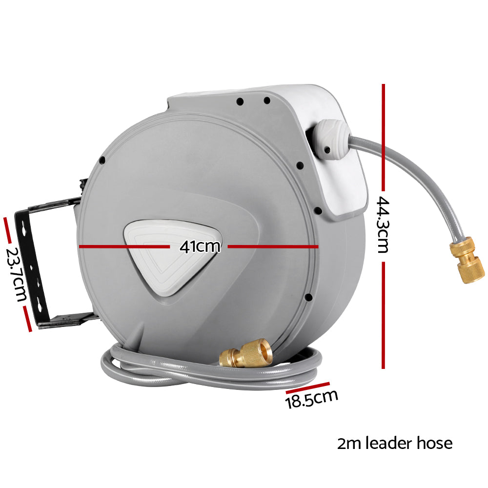 30m Retractable Garden Hose Reel Auto Rewind Brass Spray Gun