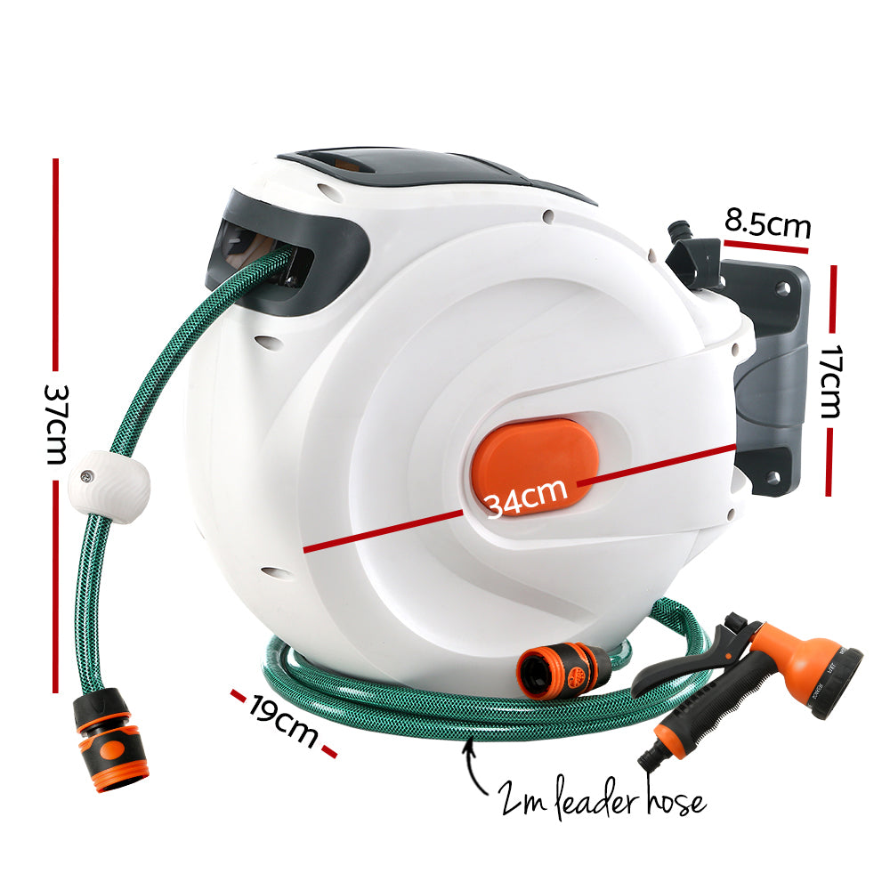 Greenfingers 20m Retractable Garden Hose Reel Auto Rewind Spray Gun