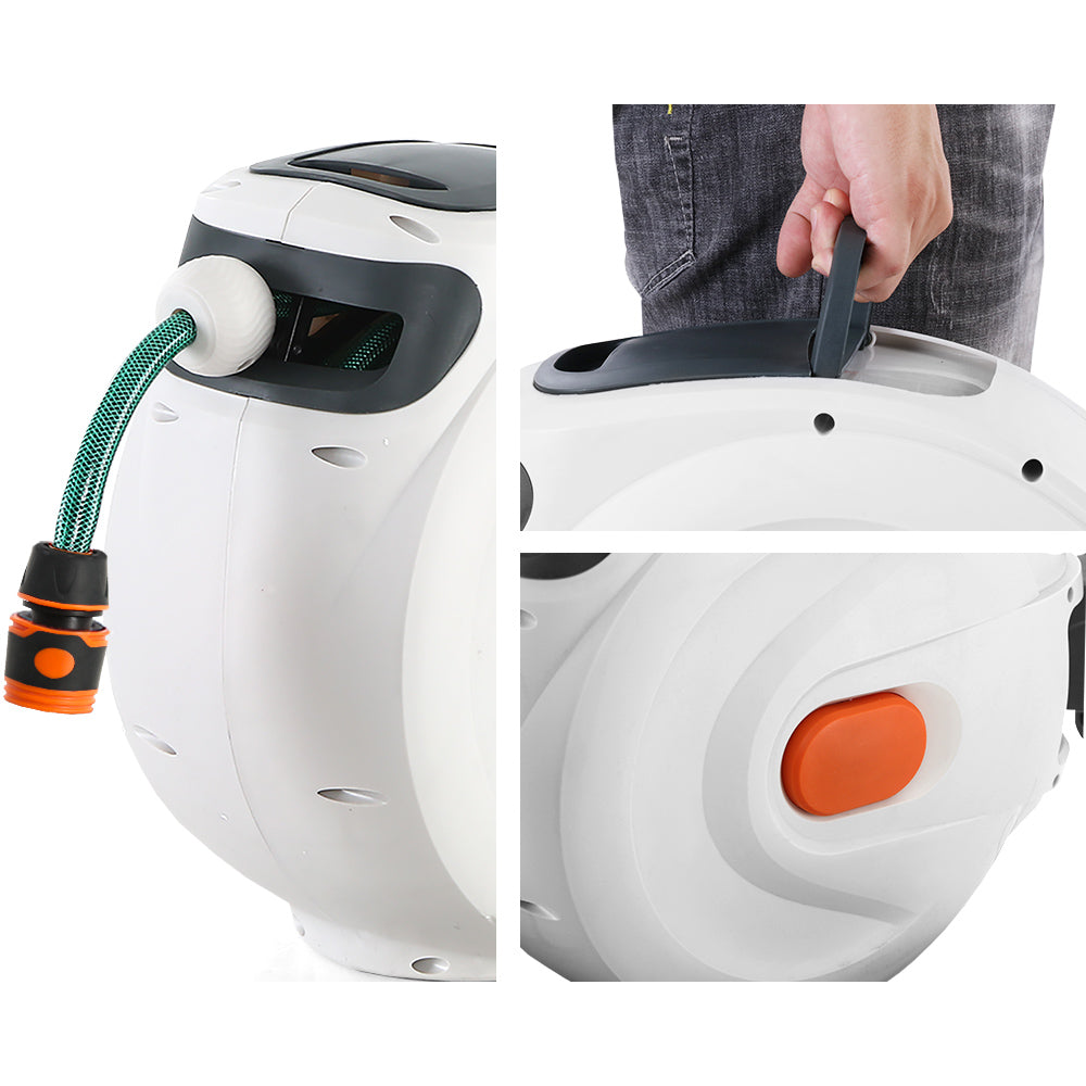 Greenfingers 20m Retractable Garden Hose Reel Auto Rewind Spray Gun