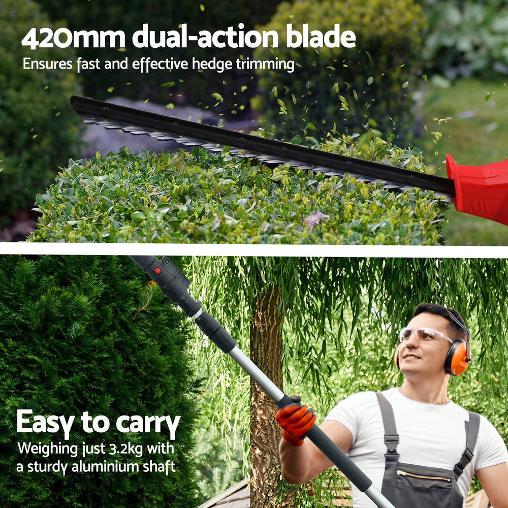 Cordless Pole Hedge Trimmer, Multi-Angle, 20V Battery - Giantz