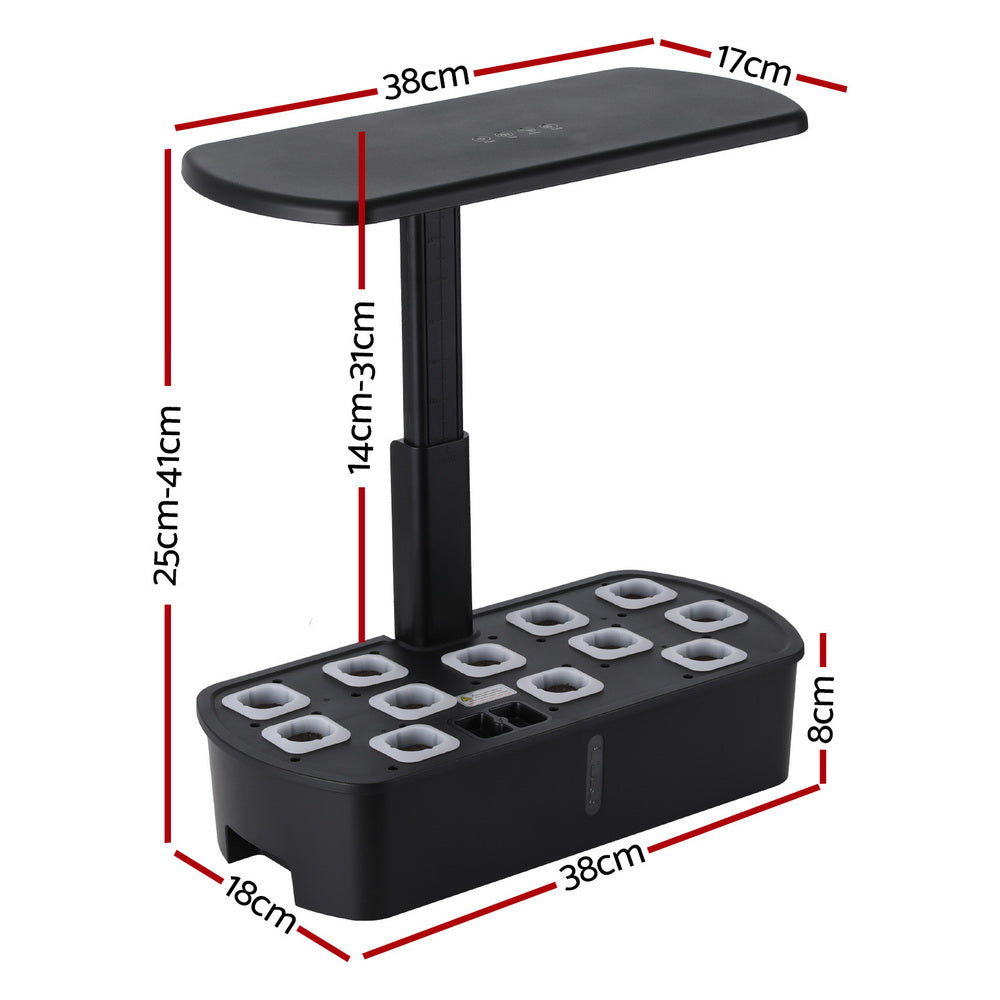 Green Fingers Hydroponic Planter Box LED Lights Black