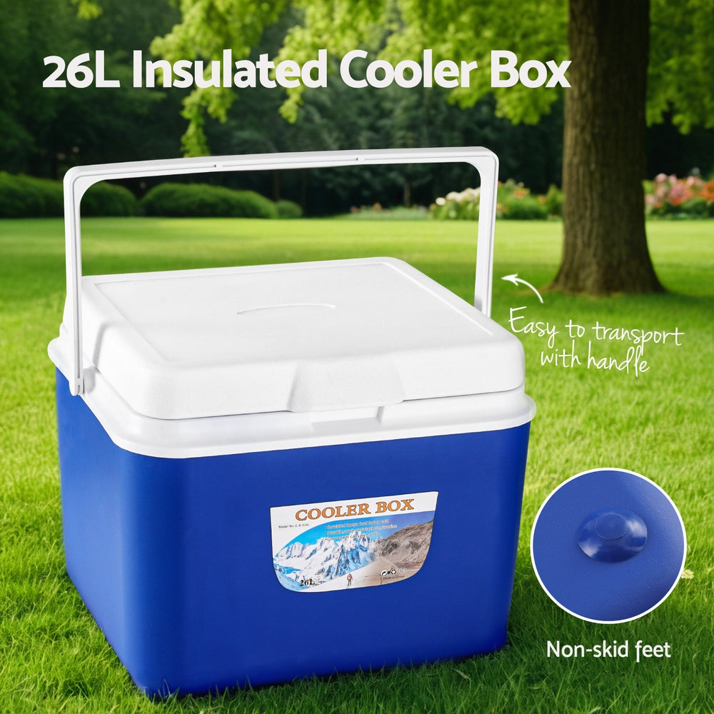 Glacio 26L Portable Ice Cooler Box Camping Fridge Blue