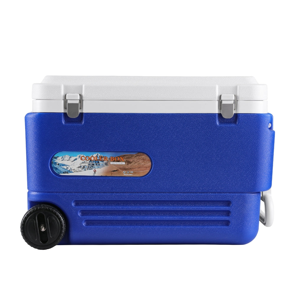 Glacio 60L Portable Ice Cooler Box Wheels Blue