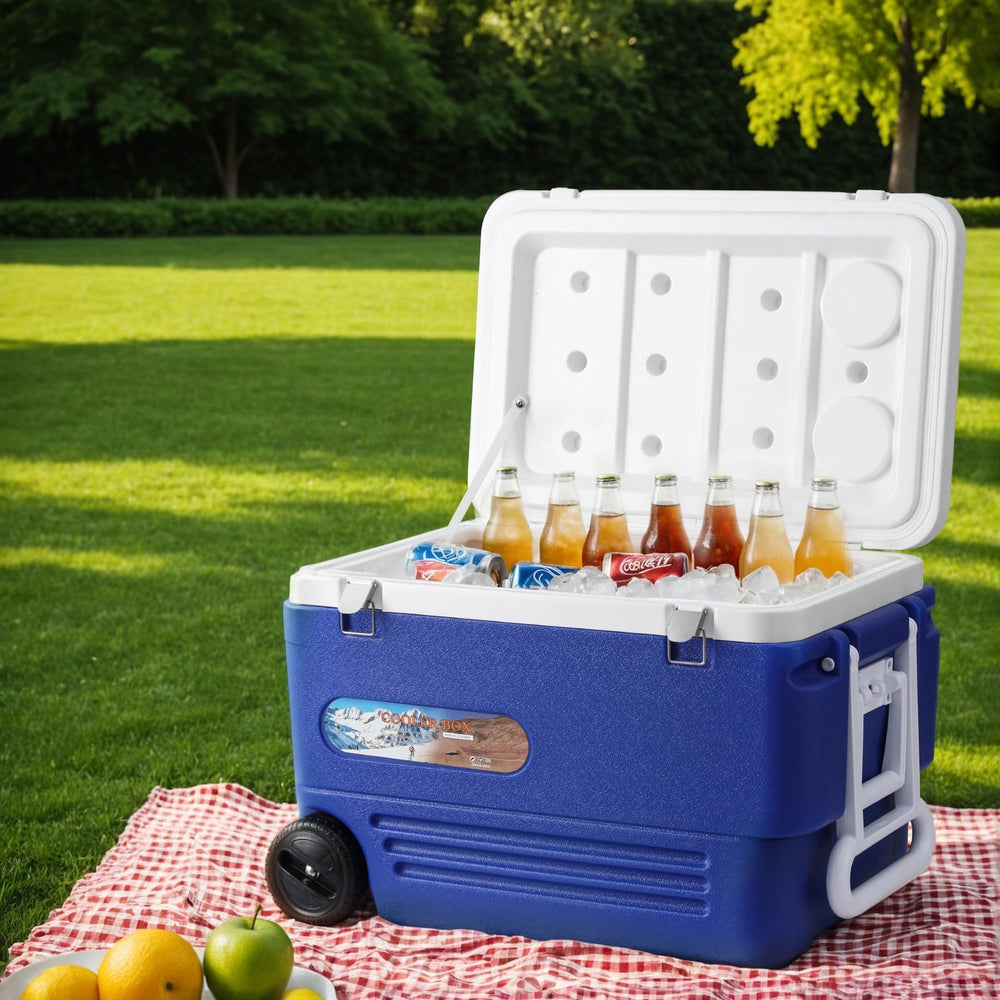 Glacio 60L Portable Ice Cooler Box Wheels Blue