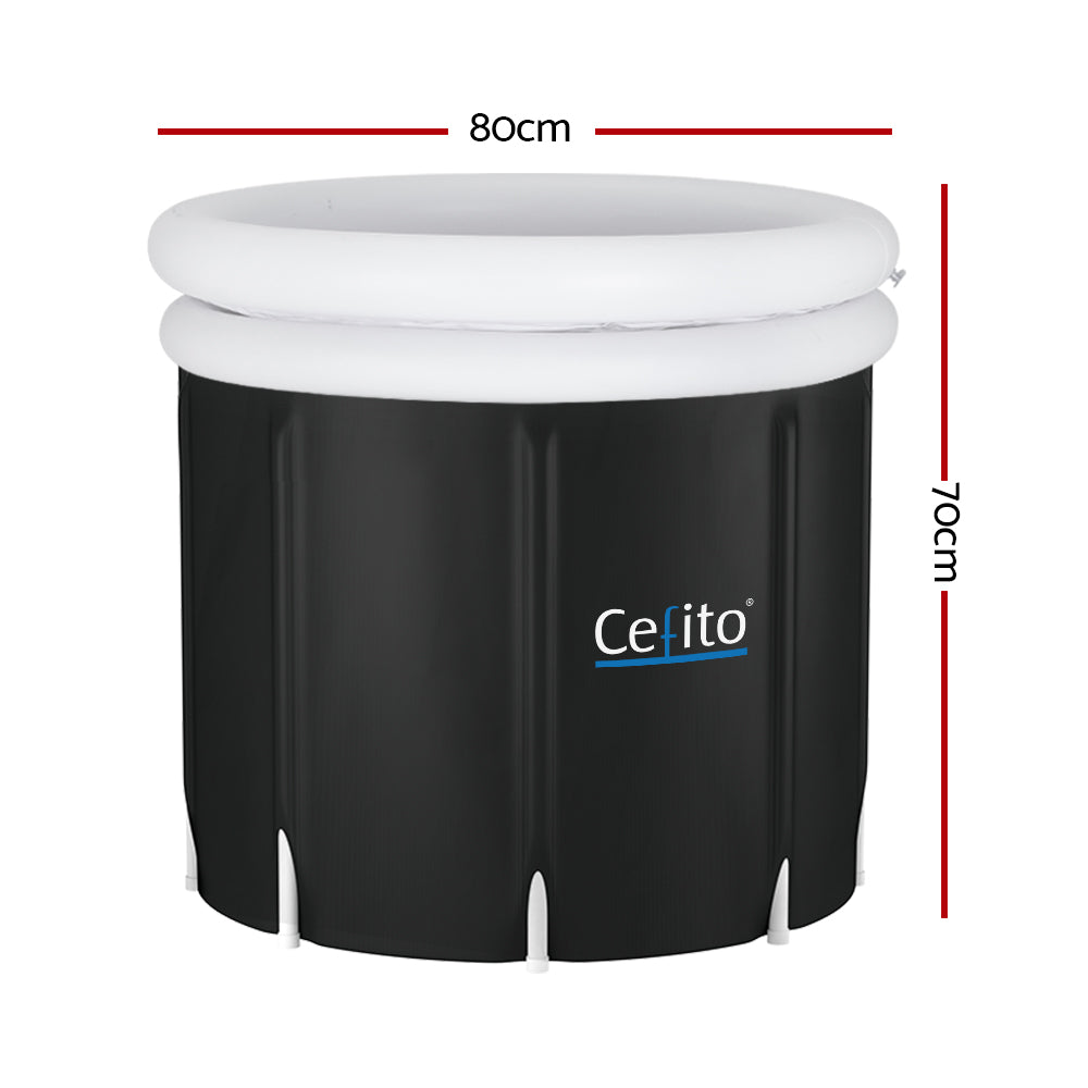 Weisshorn 70x80cm Portable Inflatable Ice Bath Tub Spa Massage Black