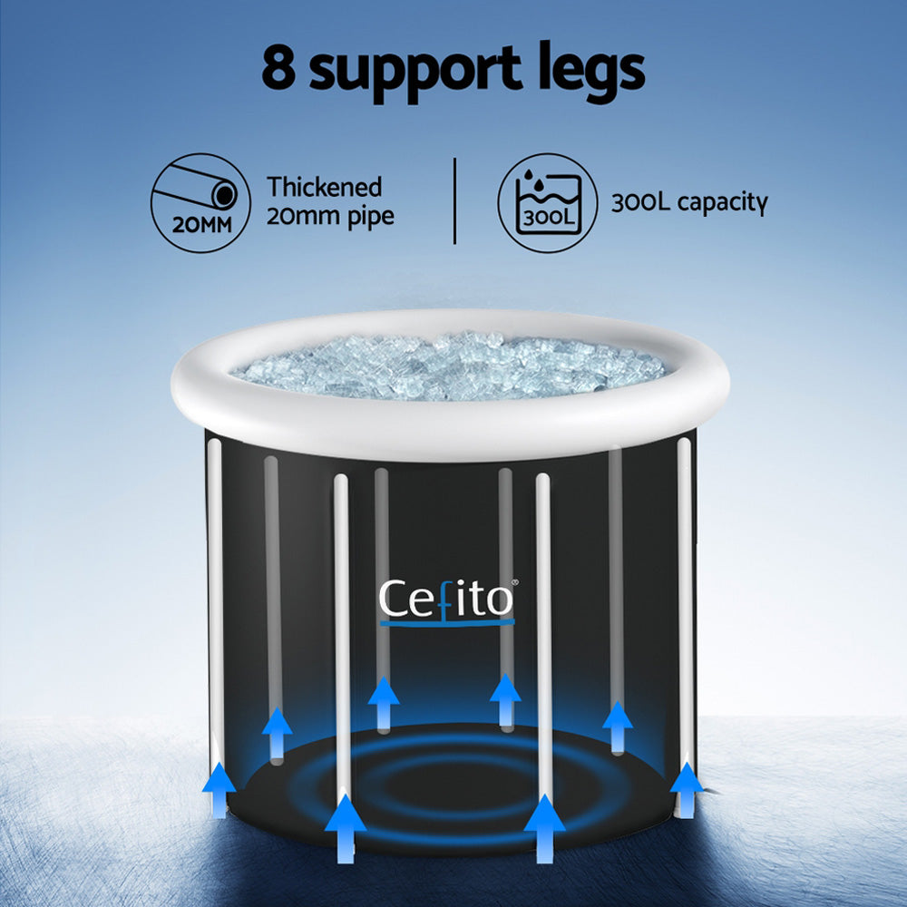 Weisshorn 70x80cm Portable Inflatable Ice Bath Tub Spa Massage Black