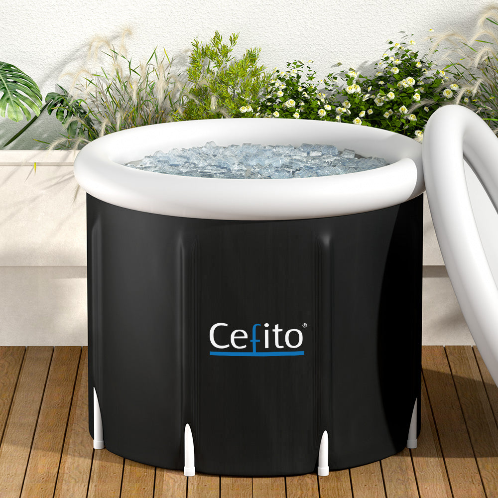 Weisshorn 70x80cm Portable Inflatable Ice Bath Tub Spa Massage Black