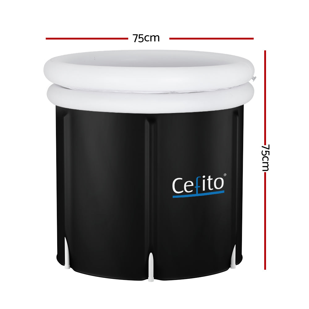 Weisshorn 75x75cm Portable Ice Bath Tub Inflatable Spa Massage Black