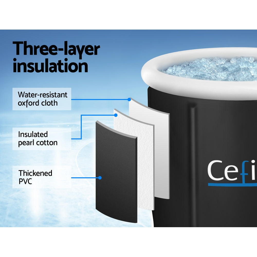 Weisshorn 75x75cm Portable Ice Bath Tub Inflatable Spa Massage Black