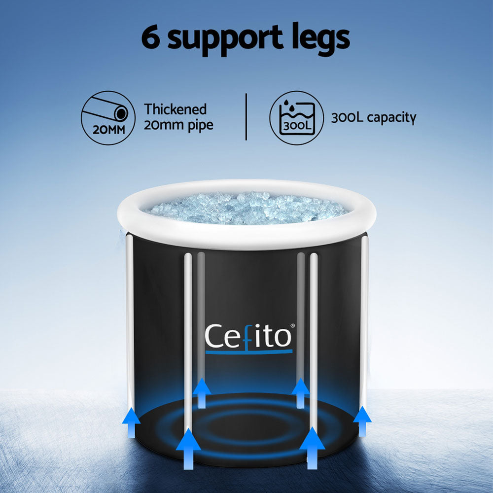 Weisshorn 75x75cm Portable Ice Bath Tub Inflatable Spa Massage Black