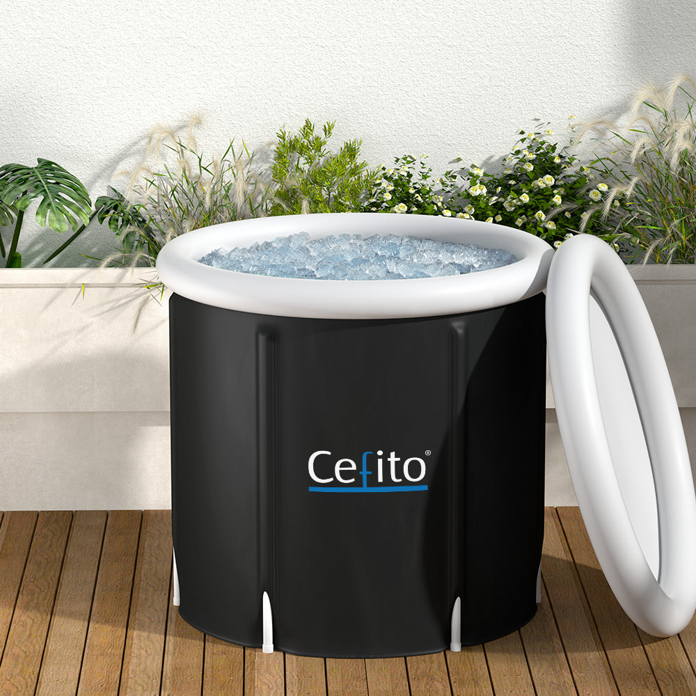 Weisshorn 75x75cm Portable Ice Bath Tub Inflatable Spa Massage Black