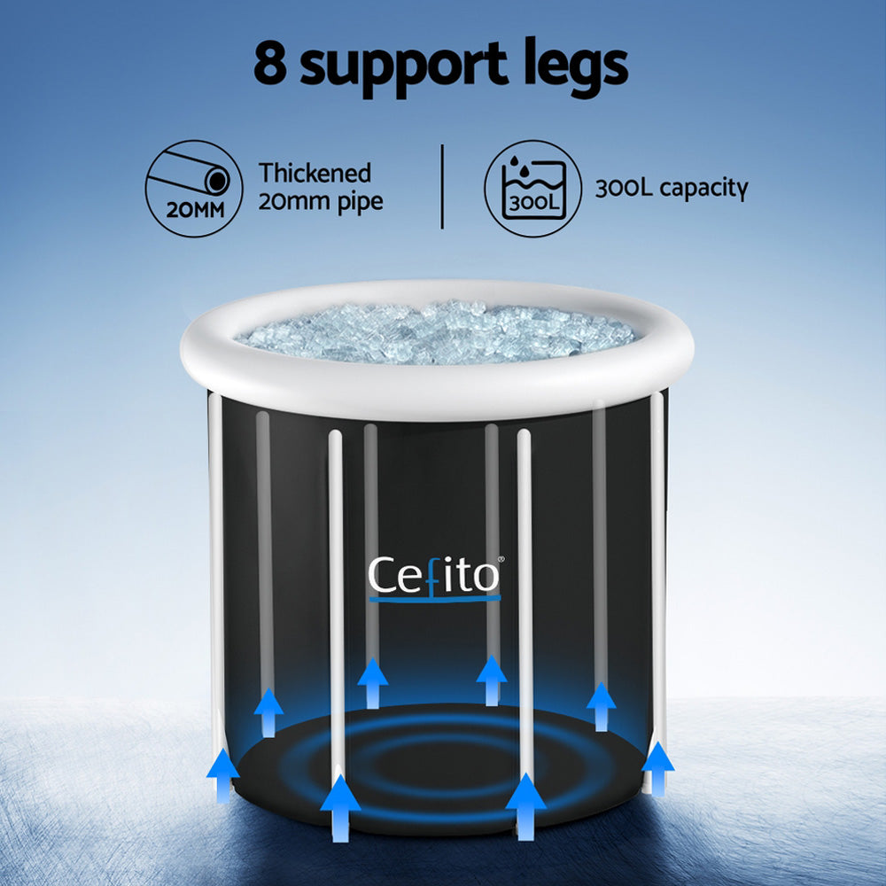 Weisshorn 80x80cm Portable Ice Bath Tub Inflatable Spa Massage Black