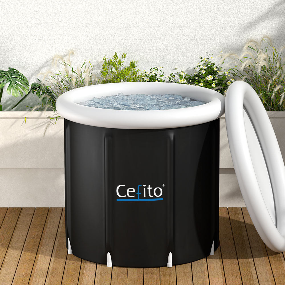 Weisshorn 80x80cm Portable Ice Bath Tub Inflatable Spa Massage Black