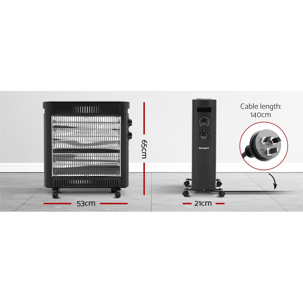Devanti 2200W Radiant Infrared Heater Portable Black