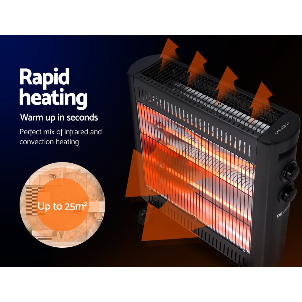 Devanti 2200W Radiant Infrared Heater Portable Black