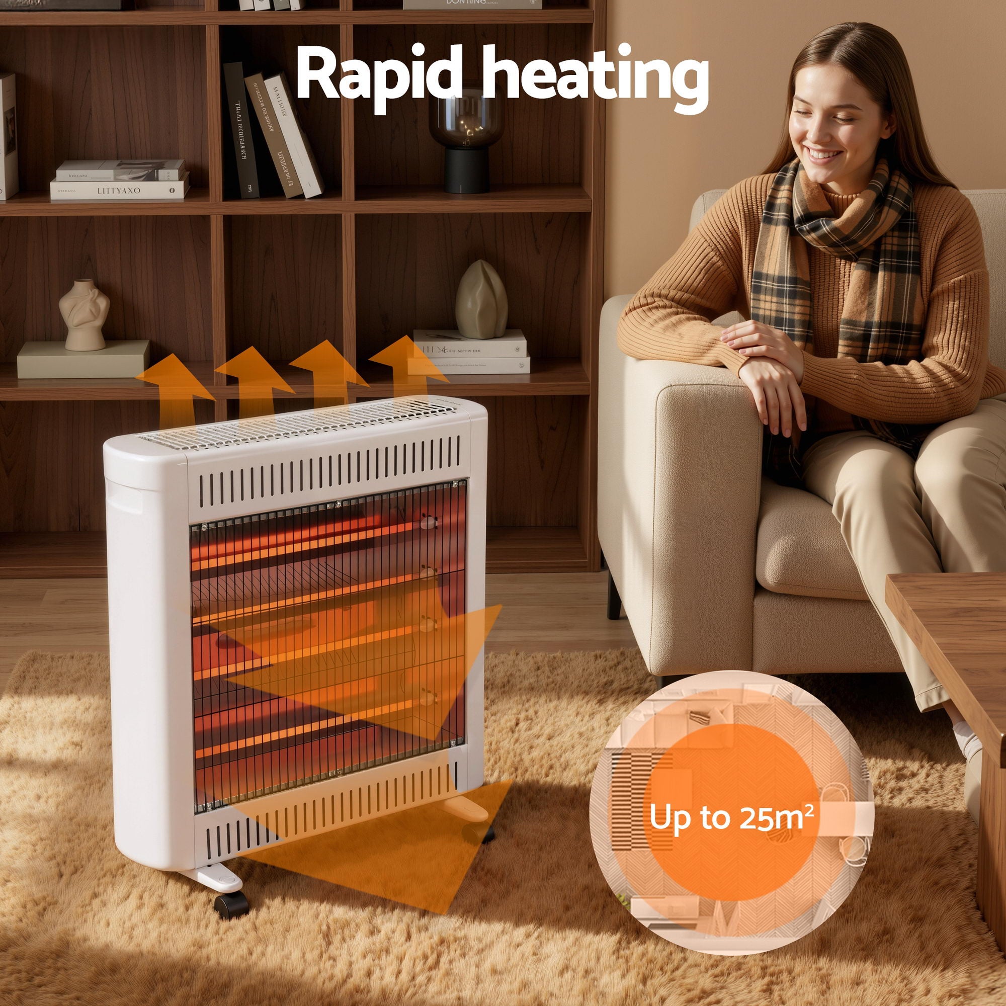 Devanti 2200W Infrared Radiant Heater Portable Electric Space Heating White