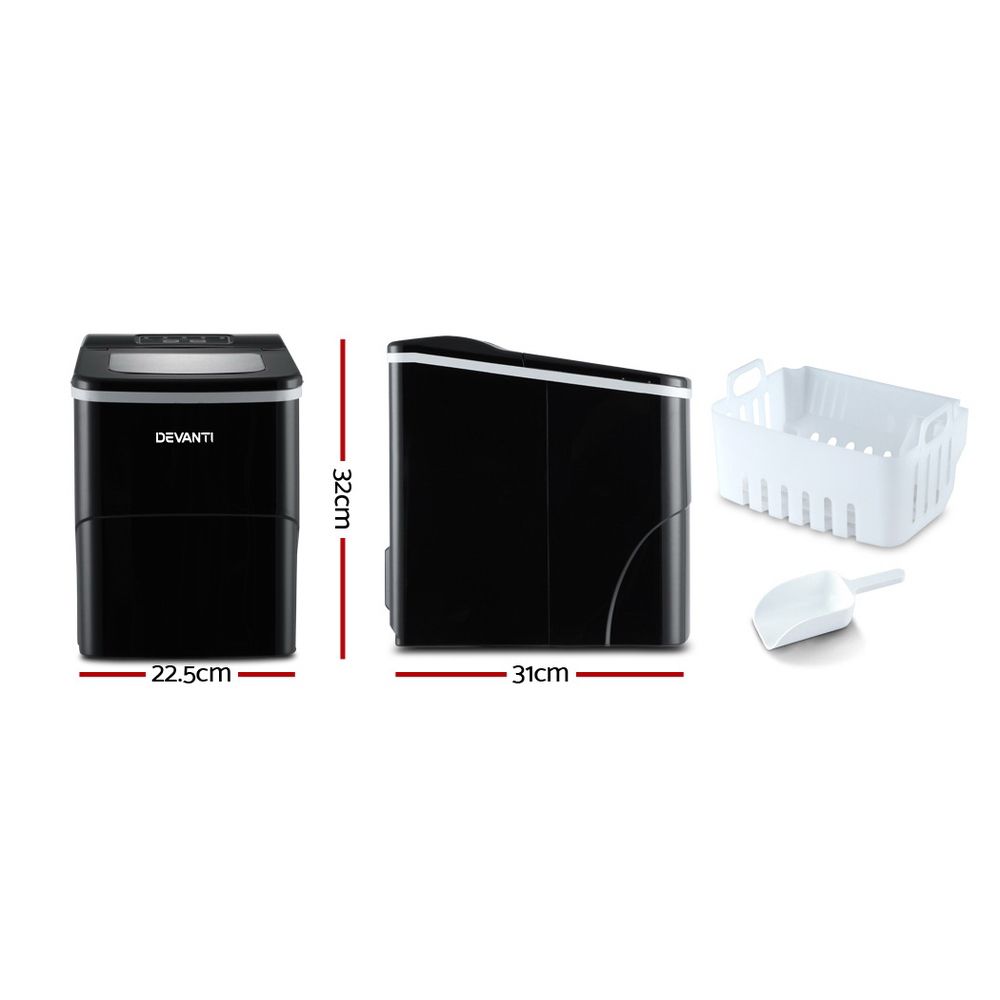 Devanti 12kg Countertop Ice Maker Machine Black
