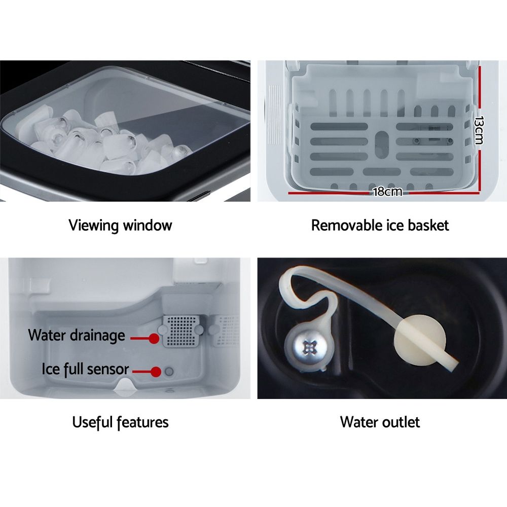 Devanti 12kg Countertop Ice Maker Machine Black