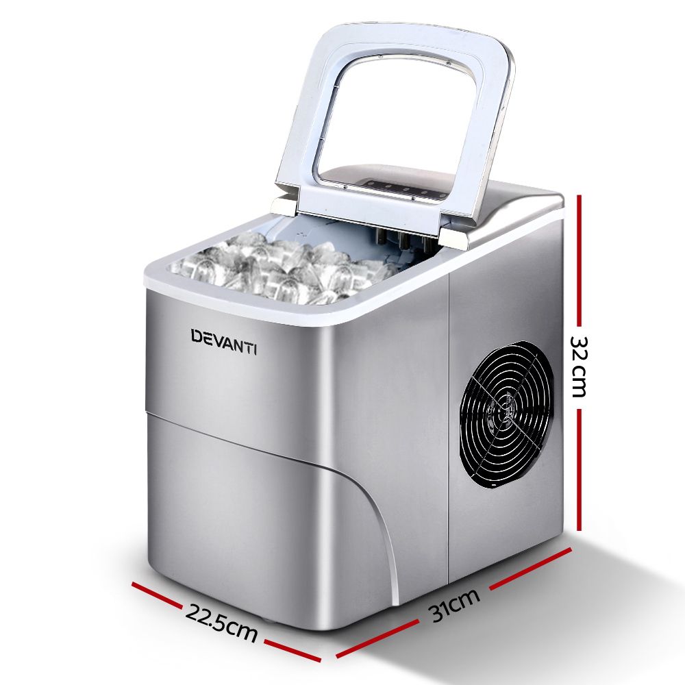 Devanti 12kg Portable Ice Maker Machine Silver
