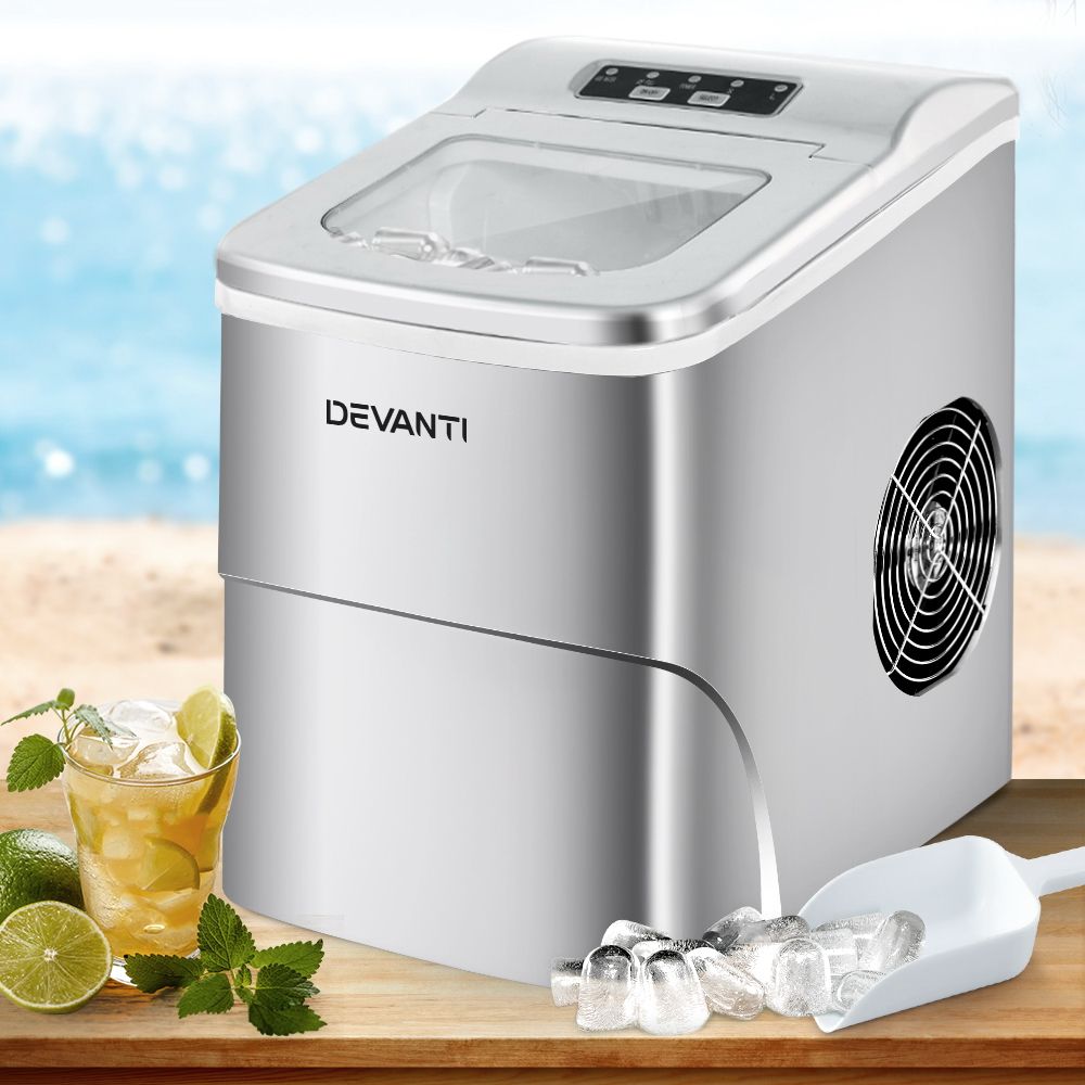 Devanti 12kg Portable Ice Maker Machine Silver
