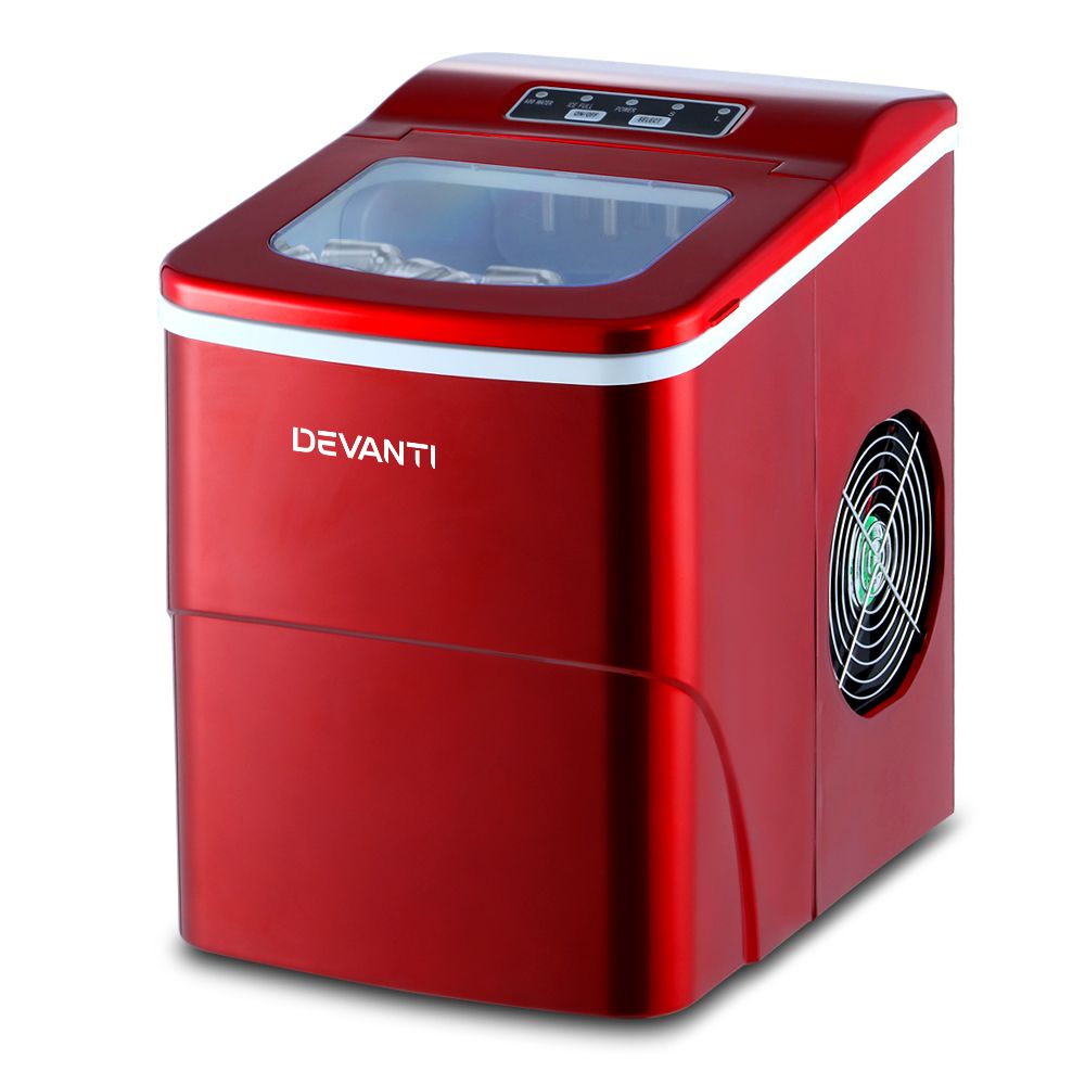Devanti Portable 12kg Countertop Ice Maker Red
