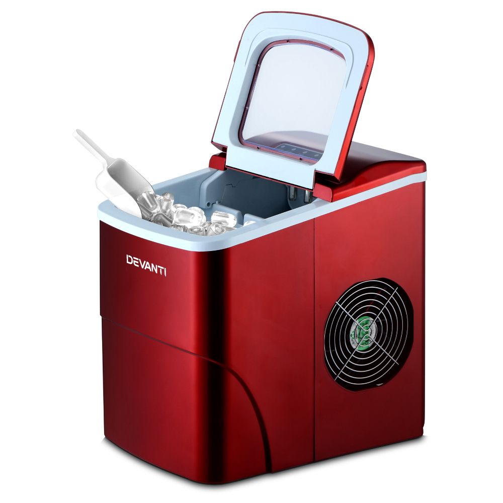 Devanti Portable 12kg Countertop Ice Maker Red
