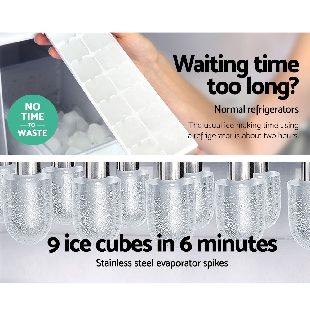 Devanti Portable 12kg Countertop Ice Maker Red