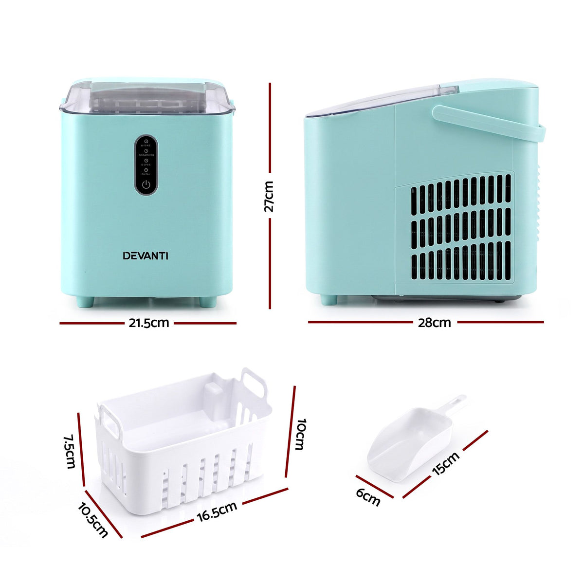 Devanti 12KG Ice Maker Machine Bullet Ice Cube Portable Green