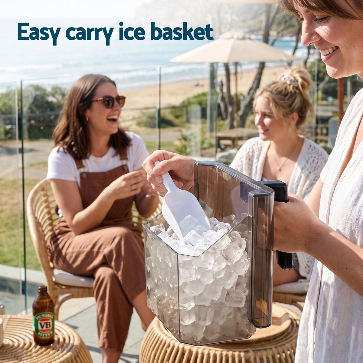 Devanti Portable Ice Maker 23kg Square Cube Black