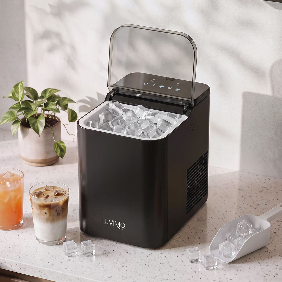 LUVIMO 15kg Countertop Ice Maker Machine Black