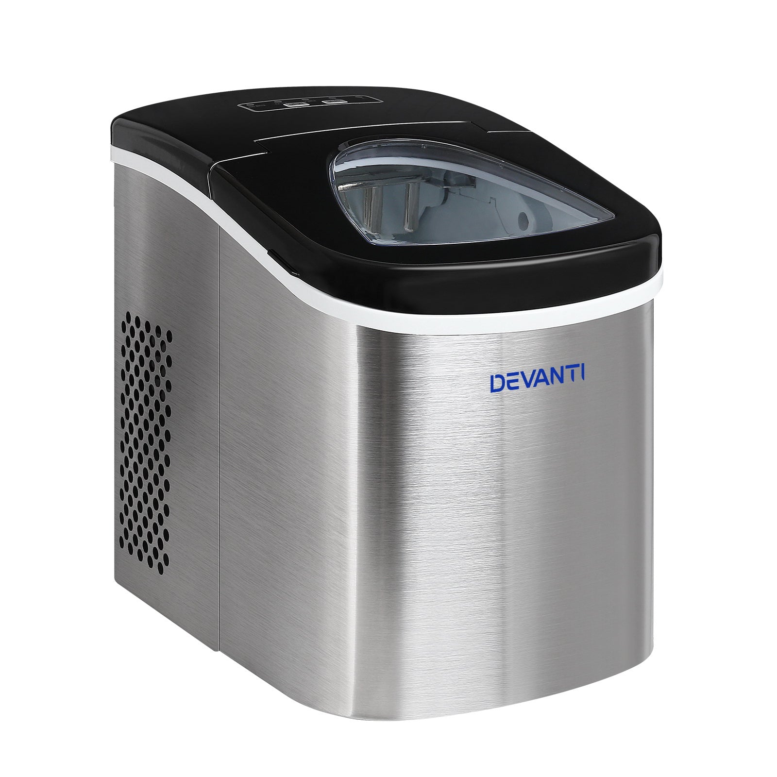 Devanti 2.4L Portable Ice Cube Maker Stainless Steel Silver