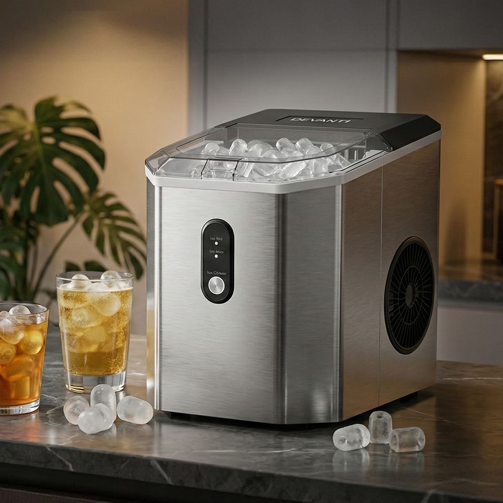 Devanti 12kg Countertop Ice Maker Machine Silver