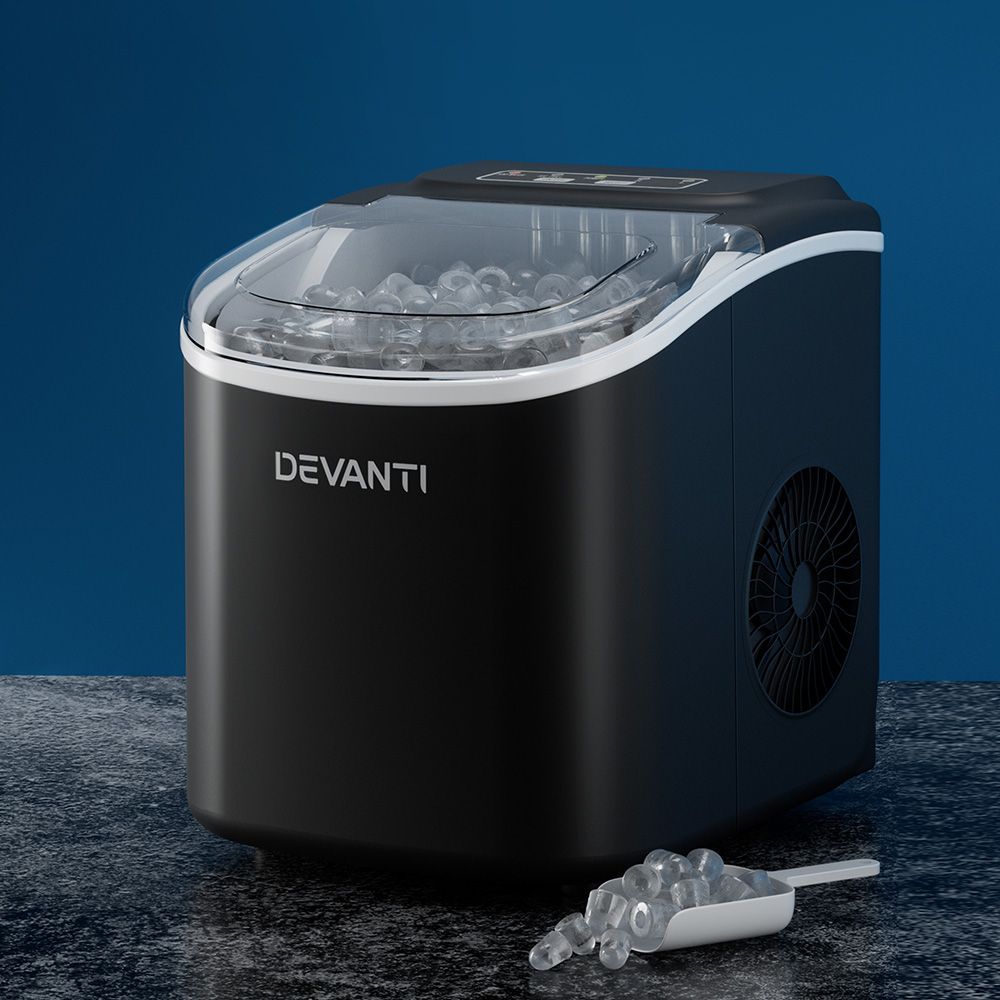 Devanti Ice Maker Machine 12kg Self Cleaning Black