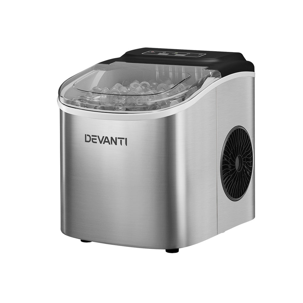 Devanti 12kg Ice Maker Machine Self-Cleaning Silver