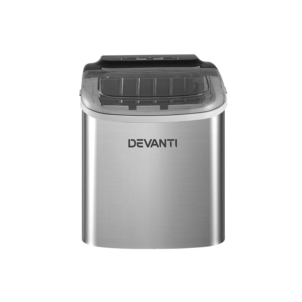 Devanti 12kg Ice Maker Machine Self-Cleaning Silver