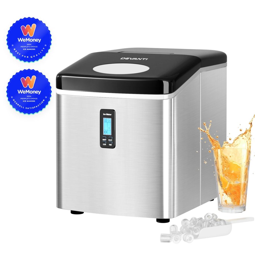 Devanti Countertop Ice Maker Machine 15kg Silver