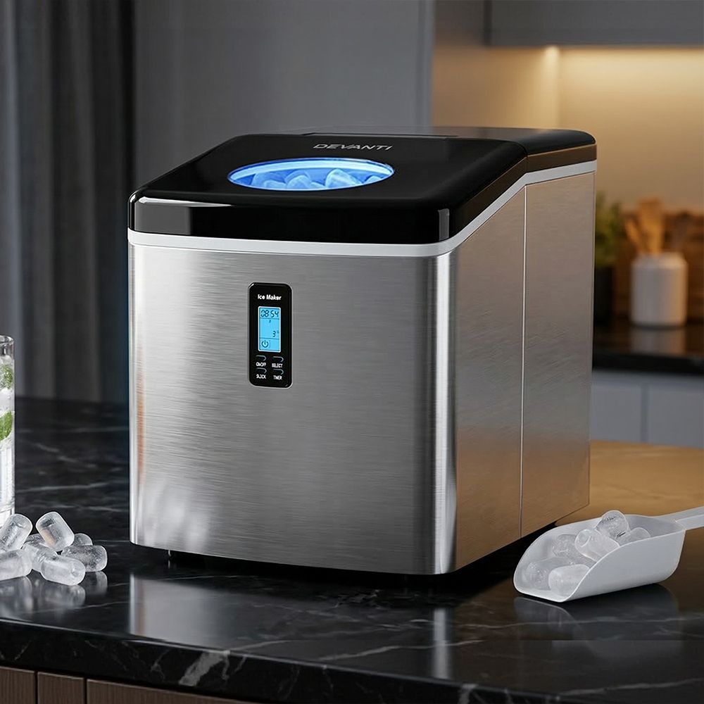 Devanti Countertop Ice Maker Machine 15kg Silver