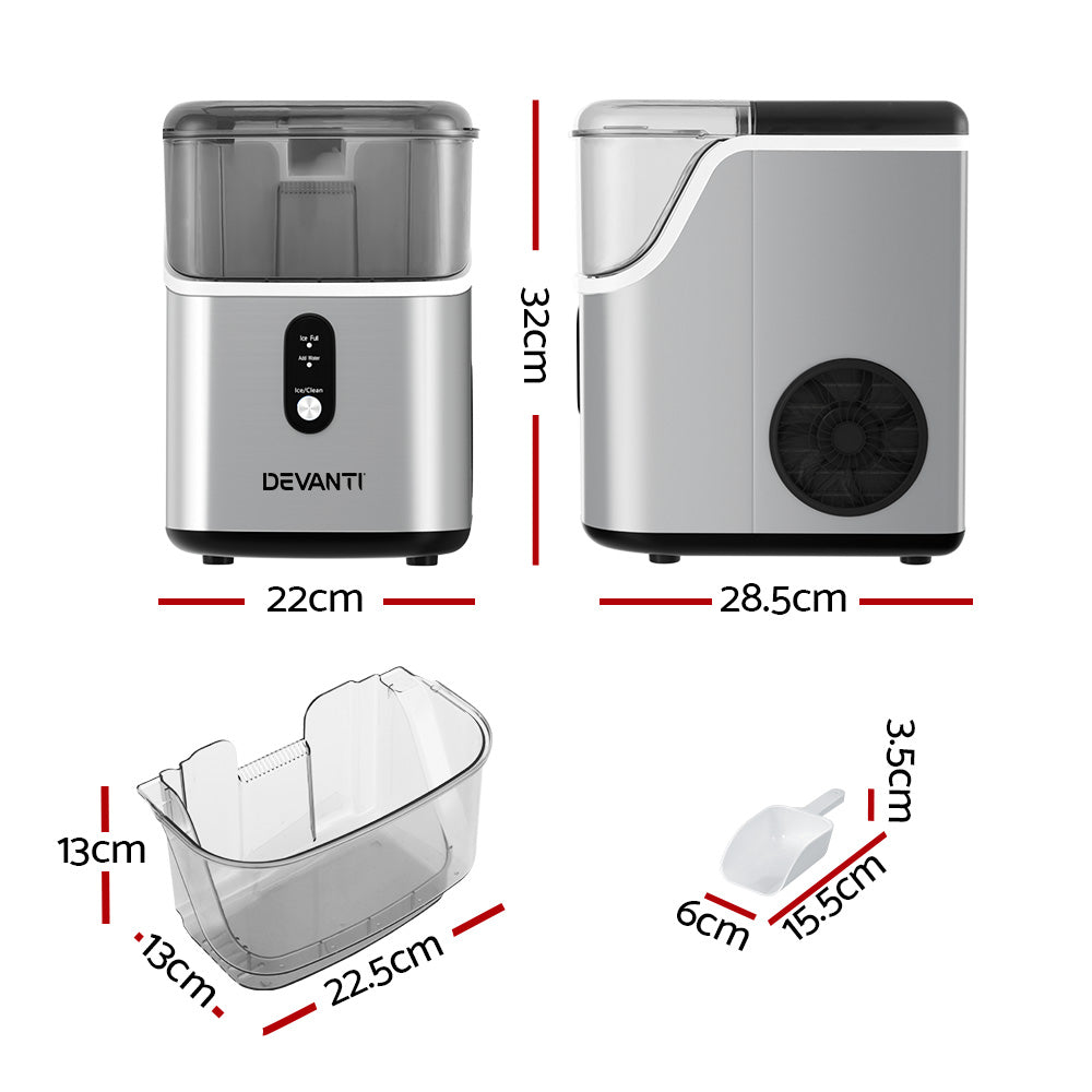 Quick 15kg Nugget Ice Maker, Portable & Energy-Efficient - Devanti