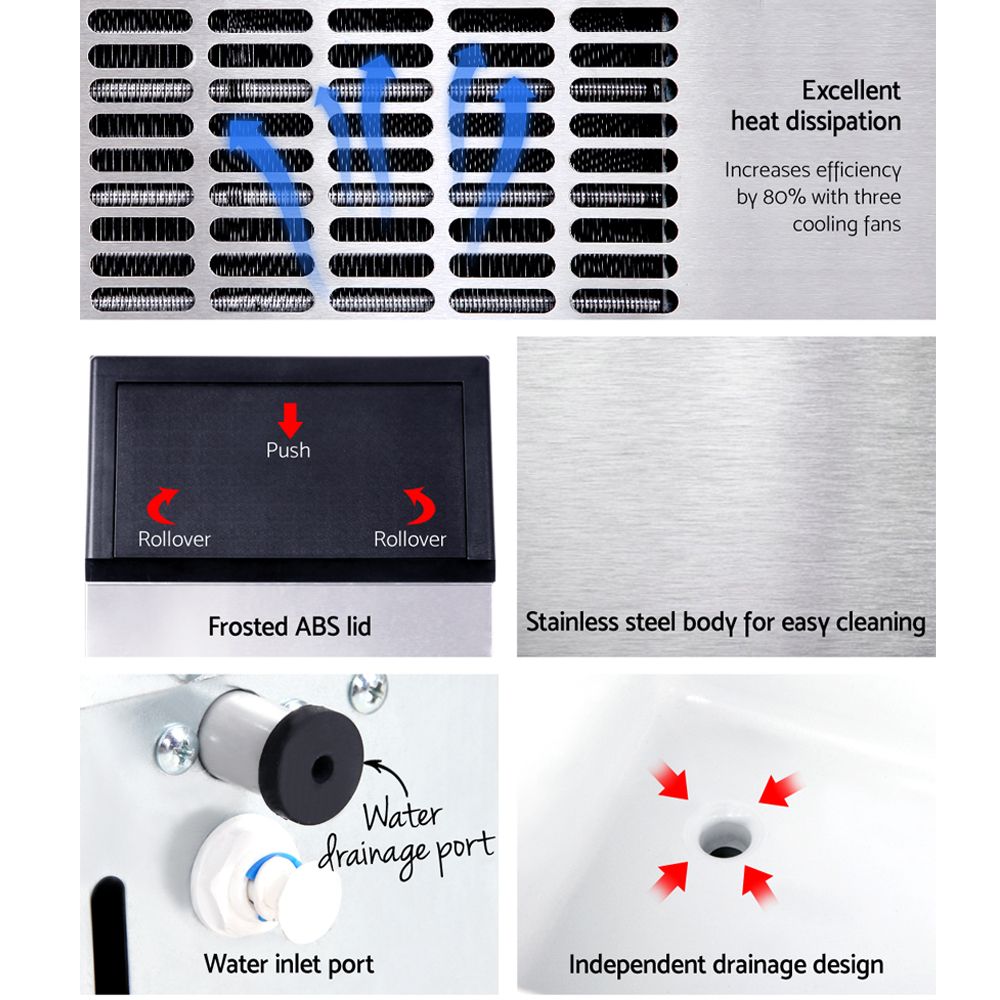 Devanti Commercial Ice Maker Machine 45-60kg Capacity