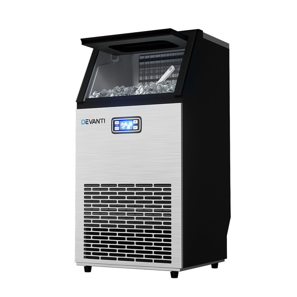 Devanti 45kg Commercial Ice Maker Stainless Steel Black/Silver