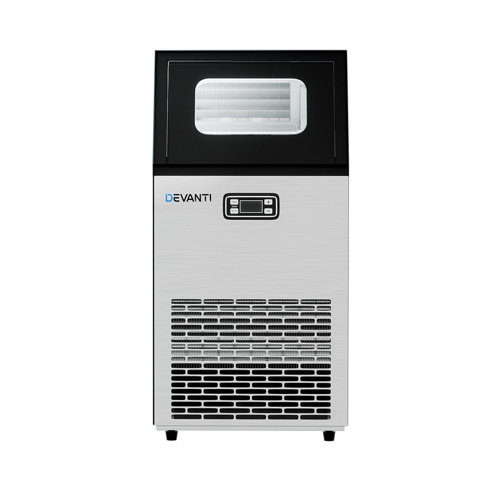 Devanti 45kg Commercial Ice Maker Stainless Steel Black/Silver