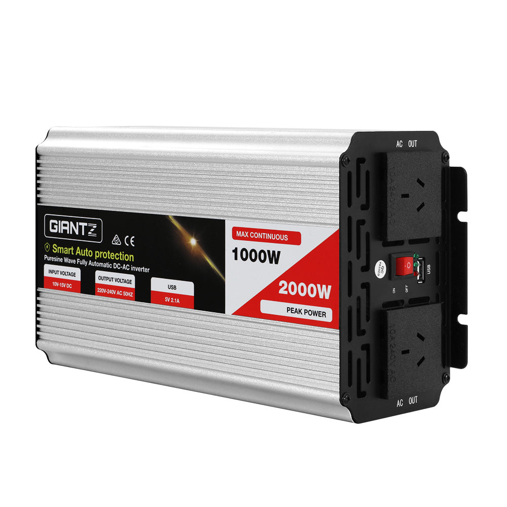 Giantz 1000W/2000W Pure Sine Wave Inverter 12V-240V Camping Caravan Boat