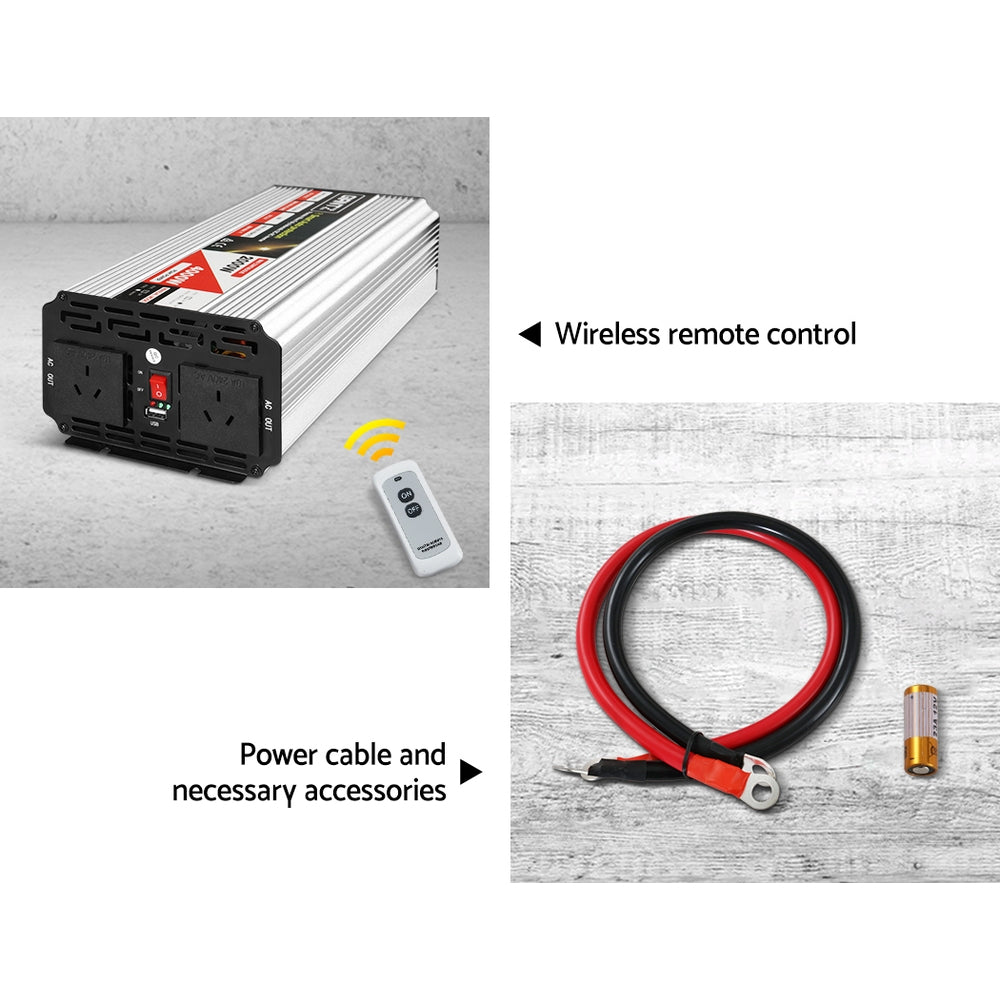Giantz Pure Sine Wave Inverter 2000W/4000W 12V-240V Camping Caravan Boat