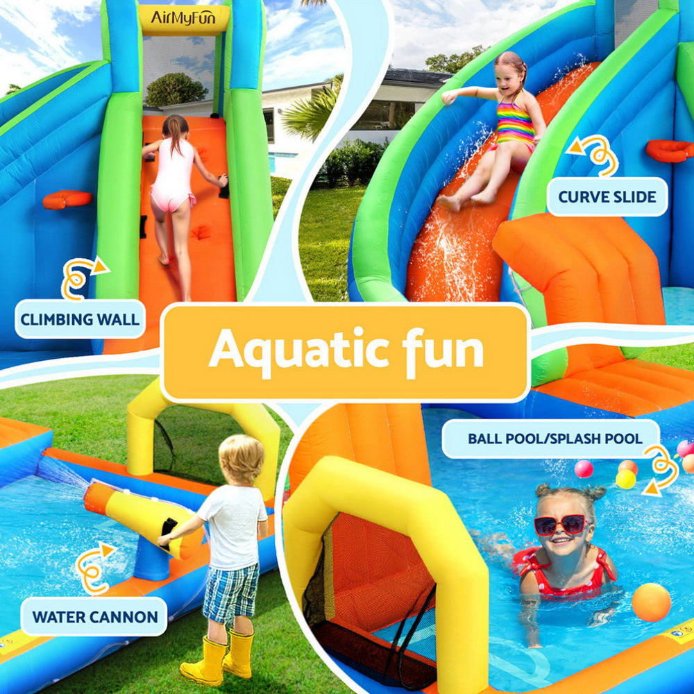 AirMyFun Kids Inflatable Water Park Slide Cannon Castle 427x374cm