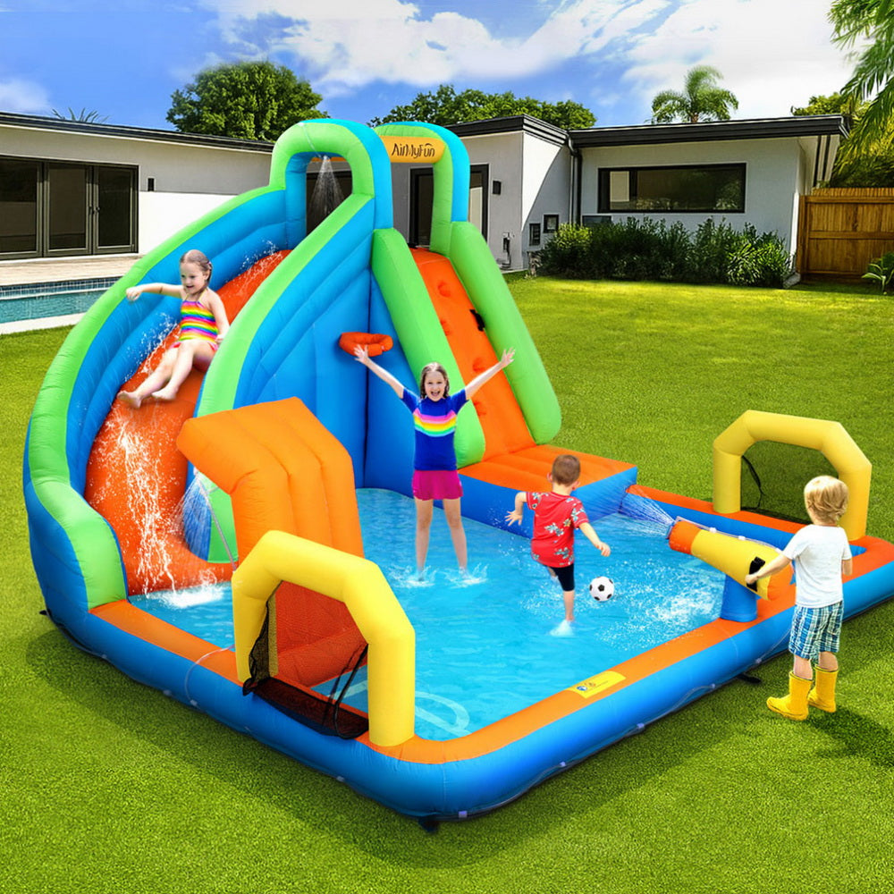 AirMyFun Kids Inflatable Water Park Slide Cannon Castle 427x374cm