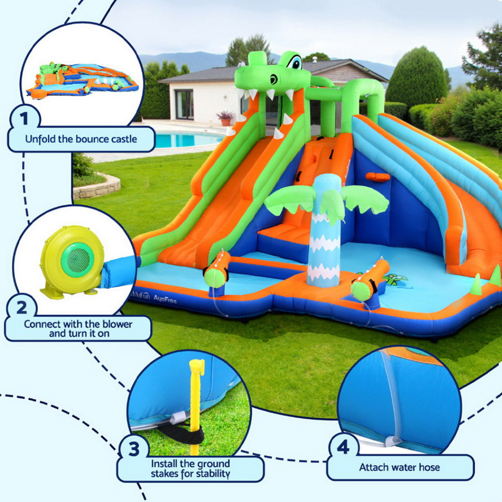 AirMyFun Kids Inflatable Water Park Double Slide Jumping Castle 465x430cm