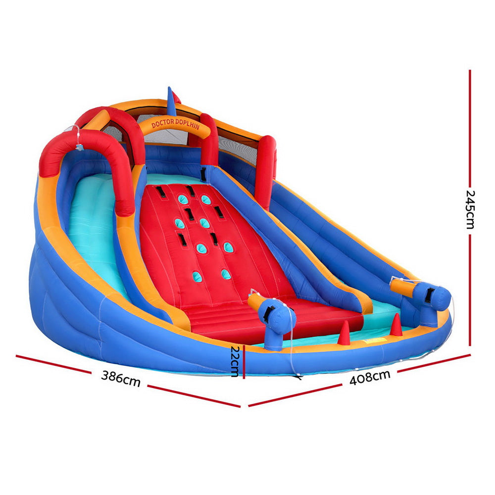 Kids Inflatable Water Park 408x386cm Slides Cannon Toss Game
